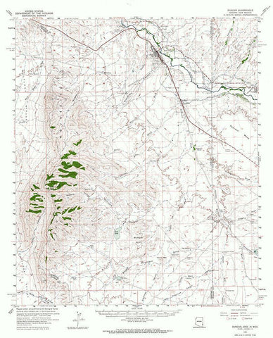 Duncan Arizona Quad - USGS 1960 Black Ornate Wood Framed Art Print with Double Matting by USGS