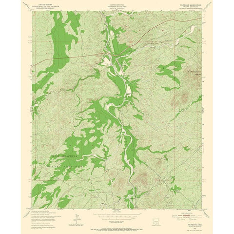 Fairbank Arizona Quad - USGS 1952 Black Modern Wood Framed Art Print with Double Matting by USGS