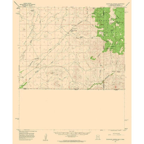 Guadalupe Canyon Arizona Quad - USGS 1958 Gold Ornate Wood Framed Art Print with Double Matting by USGS