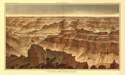 Grand Canyon, Point Sublime Arizona - Bien 1882 Black Ornate Wood Framed Art Print with Double Matting by Bien
