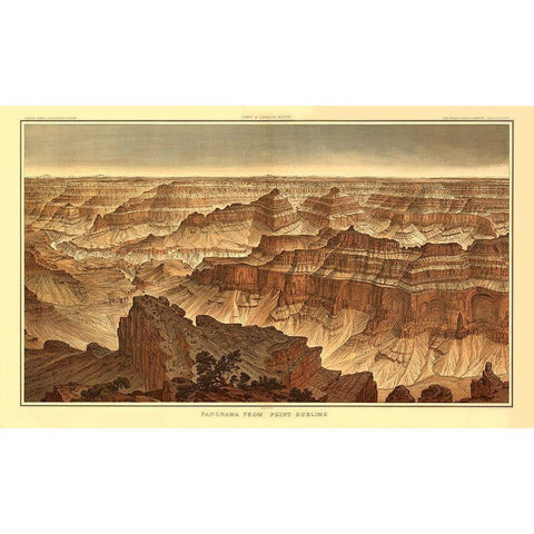 Grand Canyon, Point Sublime Arizona - Bien 1882 Black Modern Wood Framed Art Print by Bien