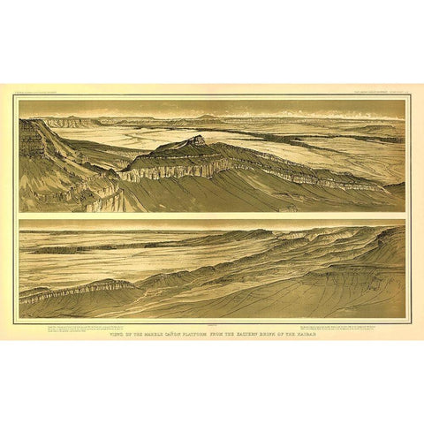 Grand Canyon , Marble Canyon Arizona - Bien 1882 Gold Ornate Wood Framed Art Print with Double Matting by Bien