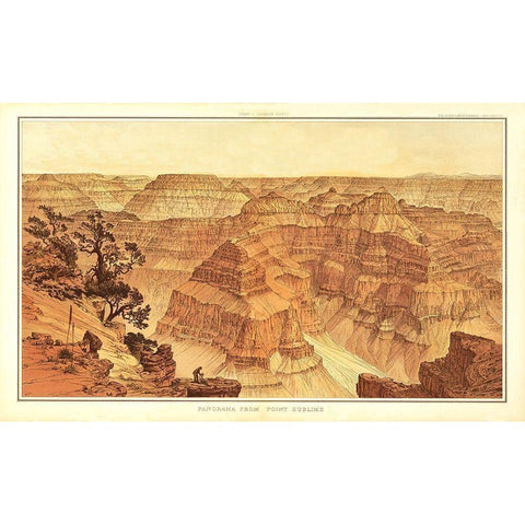 Grand Canyon, Point Sublime Arizona - Bien 1882 White Modern Wood Framed Art Print by Bien