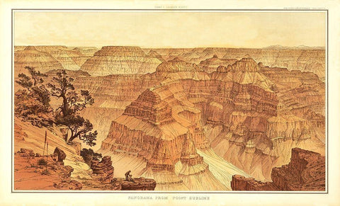 Grand Canyon, Point Sublime Arizona - Bien 1882 White Modern Wood Framed Art Print with Double Matting by Bien