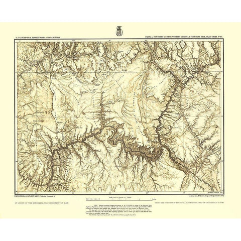 Arizona Utah Sheet - USGS 1873 White Modern Wood Framed Art Print by USGS