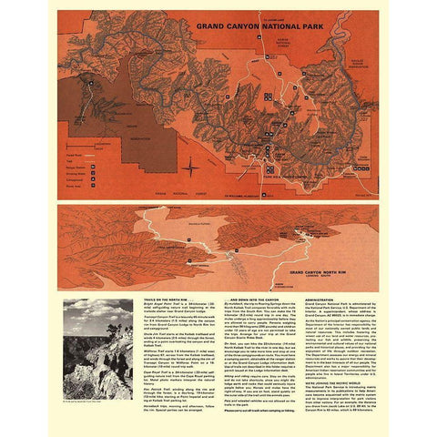 Grand Canyon North Rim Arizonia - USPS 1975 White Modern Wood Framed Art Print by Park Services