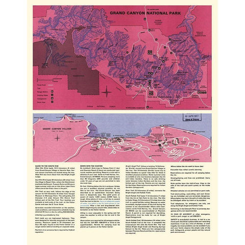 Grand Canyon South Rim Arizona - USPS 1975 Black Modern Wood Framed Art Print by Park Services