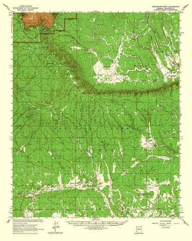 Grandview Point Arizona Quad - USGS 1962 Black Ornate Wood Framed Art Print with Double Matting by USGS