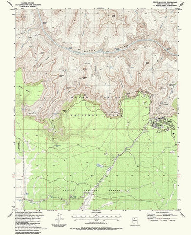 Grand Canyon Arizona Quad - USGS 1988 White Modern Wood Framed Art Print with Double Matting by USGS