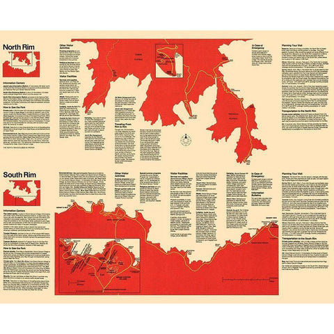 Grand Canyon Visitors Brochure - USPS 1930 Gold Ornate Wood Framed Art Print with Double Matting by Park Services