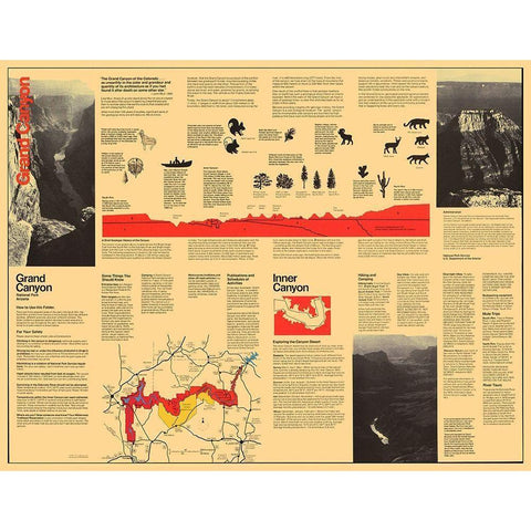 Grand Canyon Visitors Brochure - USPS 1977 Black Modern Wood Framed Art Print by Park Services