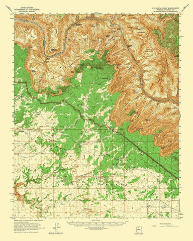 Havasupai Point Arizona Quad - USGS 1962 White Modern Wood Framed Art Print with Double Matting by USGS