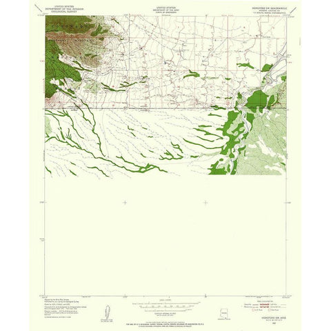 South West Hereford Arizona Quad - USGS 1952 Gold Ornate Wood Framed Art Print with Double Matting by USGS