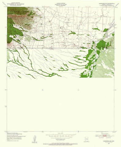 South West Hereford Arizona Quad - USGS 1952 White Modern Wood Framed Art Print with Double Matting by USGS