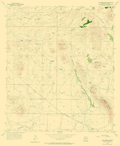 Hay Mountain Arizona Quad - USGS 1957 White Modern Wood Framed Art Print with Double Matting by USGS