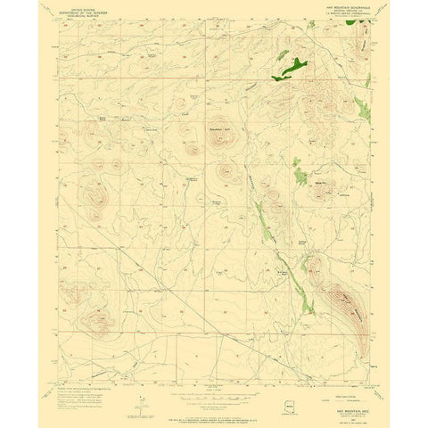 Hay Mountain Arizona Quad - USGS 1957 White Modern Wood Framed Art Print by USGS