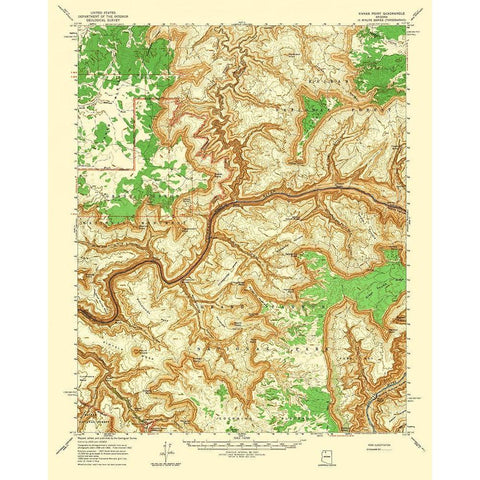 Kanab Point Arizona Quad - USGS 1964 White Modern Wood Framed Art Print by USGS