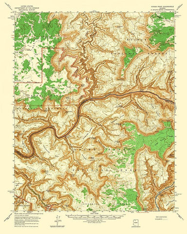 Kanab Point Arizona Quad - USGS 1964 Black Ornate Wood Framed Art Print with Double Matting by USGS