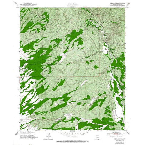 Lewis Springs Arizona Quad - USGS 1952 White Modern Wood Framed Art Print by USGS