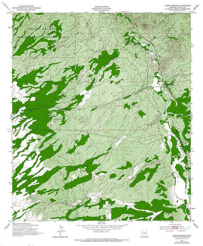 Lewis Springs Arizona Quad - USGS 1952 White Modern Wood Framed Art Print with Double Matting by USGS