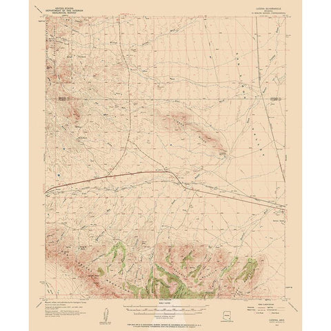 Luzena Arizona Quad - USGS 1957 Gold Ornate Wood Framed Art Print with Double Matting by USGS