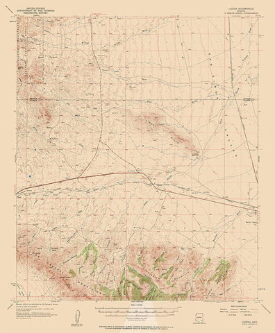 Luzena Arizona Quad - USGS 1957 White Modern Wood Framed Art Print with Double Matting by USGS