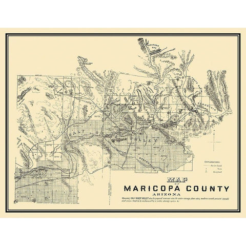 Maricopa Arizona - 1889 Black Modern Wood Framed Art Print with Double Matting by Unknown