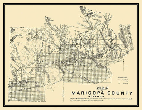 Maricopa Arizona - 1889 White Modern Wood Framed Art Print with Double Matting by Unknown