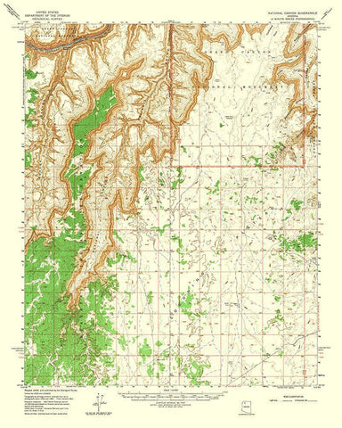 National Canyon Arizona Quad - USGS 1962 Black Ornate Wood Framed Art Print with Double Matting by USGS