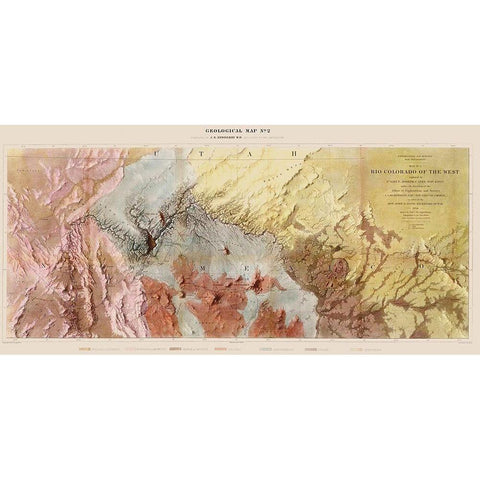 Colorado River Arizona Nevada Geological Gold Ornate Wood Framed Art Print with Double Matting by Floyd