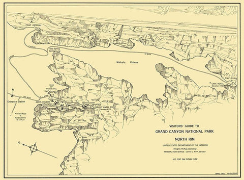 Grand Canyon North Rim Guide Black Ornate Wood Framed Art Print with Double Matting by Park Services