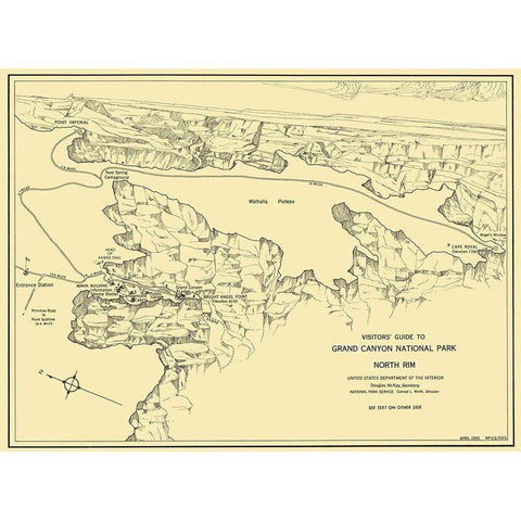 Grand Canyon North Rim Guide Black Modern Wood Framed Art Print with Double Matting by Park Services