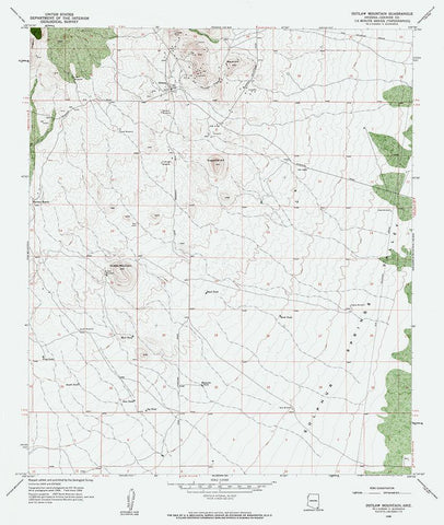 Outlaw Mountains Arizona Quad - USGS 1958 White Modern Wood Framed Art Print with Double Matting by USGS