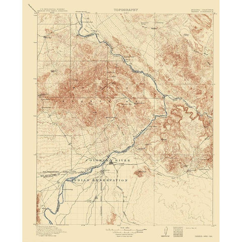 Parker Arizona California Quad - USGS 1911 Black Modern Wood Framed Art Print with Double Matting by USGS