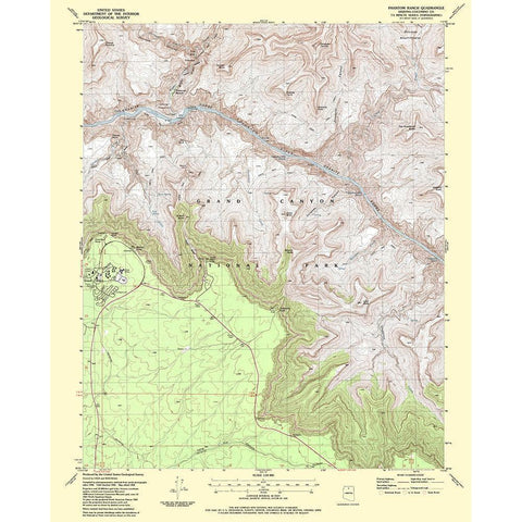 Phantom Ranch Arizona Quad - USGS 1988 Gold Ornate Wood Framed Art Print with Double Matting by USGS