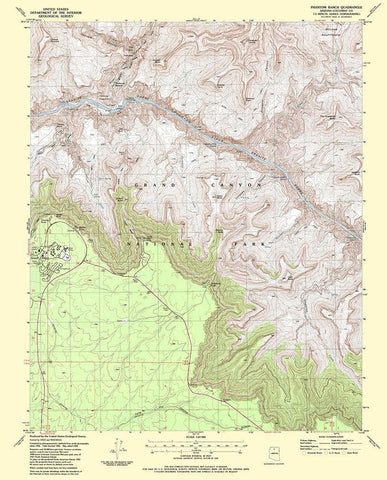 Phantom Ranch Arizona Quad - USGS 1988 White Modern Wood Framed Art Print with Double Matting by USGS