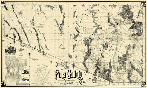 Pima Arizona Landowner - Roskrage 1893 Black Ornate Wood Framed Art Print with Double Matting by Roskrage