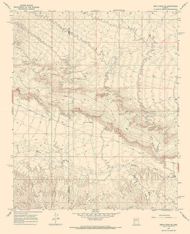 North East Smith Creek Arizona Quad - USGS 1967 Black Ornate Wood Framed Art Print with Double Matting by USGS