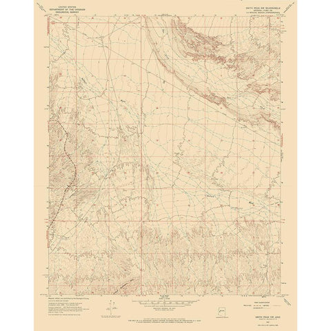 North West Smith Creek Arizona Quad - USGS 1967 White Modern Wood Framed Art Print by USGS