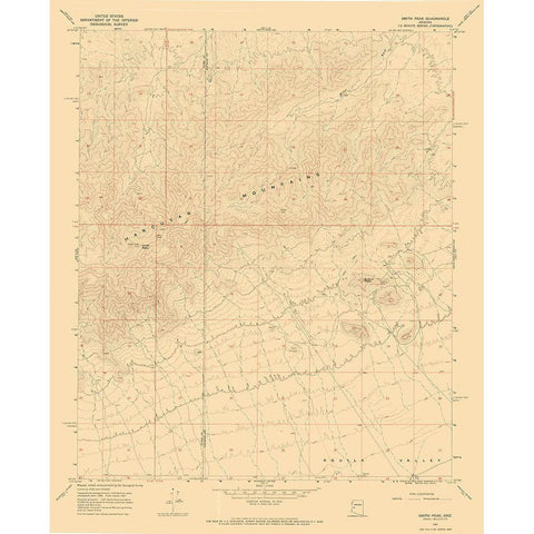 Smith Creek Arizona Quad - USGS 1967 Black Modern Wood Framed Art Print by USGS