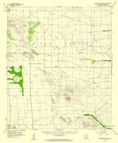 Squaretop Hills Arizona Quad - USGS 1958 Black Ornate Wood Framed Art Print with Double Matting by USGS