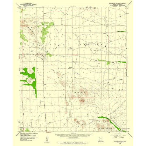 Squaretop Hills Arizona Quad - USGS 1958 White Modern Wood Framed Art Print by USGS