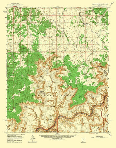 Tuckup Canyon Arizona Quad - USGS 1962 Black Ornate Wood Framed Art Print with Double Matting by USGS