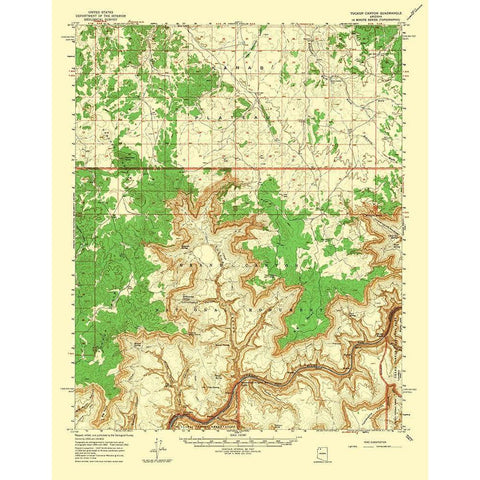 Tuckup Canyon Arizona Quad - USGS 1962 Gold Ornate Wood Framed Art Print with Double Matting by USGS