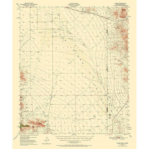 Vanar Arizona Quad - USGS 1950 Black Modern Wood Framed Art Print with Double Matting by USGS