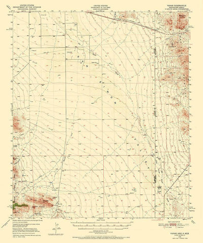 Vanar Arizona Quad - USGS 1950 White Modern Wood Framed Art Print with Double Matting by USGS