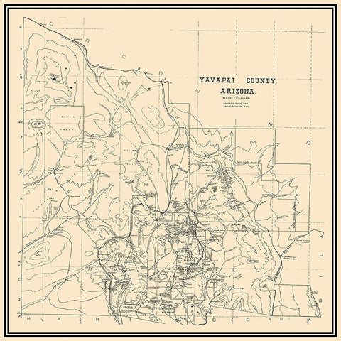 Yavapai Arizona - Haggott 1903 Black Modern Wood Framed Art Print with Double Matting by Haggott