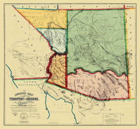 Arizona Territory - Gird 1865 White Modern Wood Framed Art Print with Double Matting by Gird