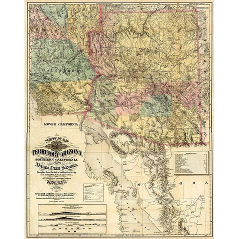 Arizona Territory - Britton  1877 Gold Ornate Wood Framed Art Print with Double Matting by Britton