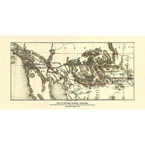 Arizona Territory - Wallace 1857 Black Modern Wood Framed Art Print by Wallace